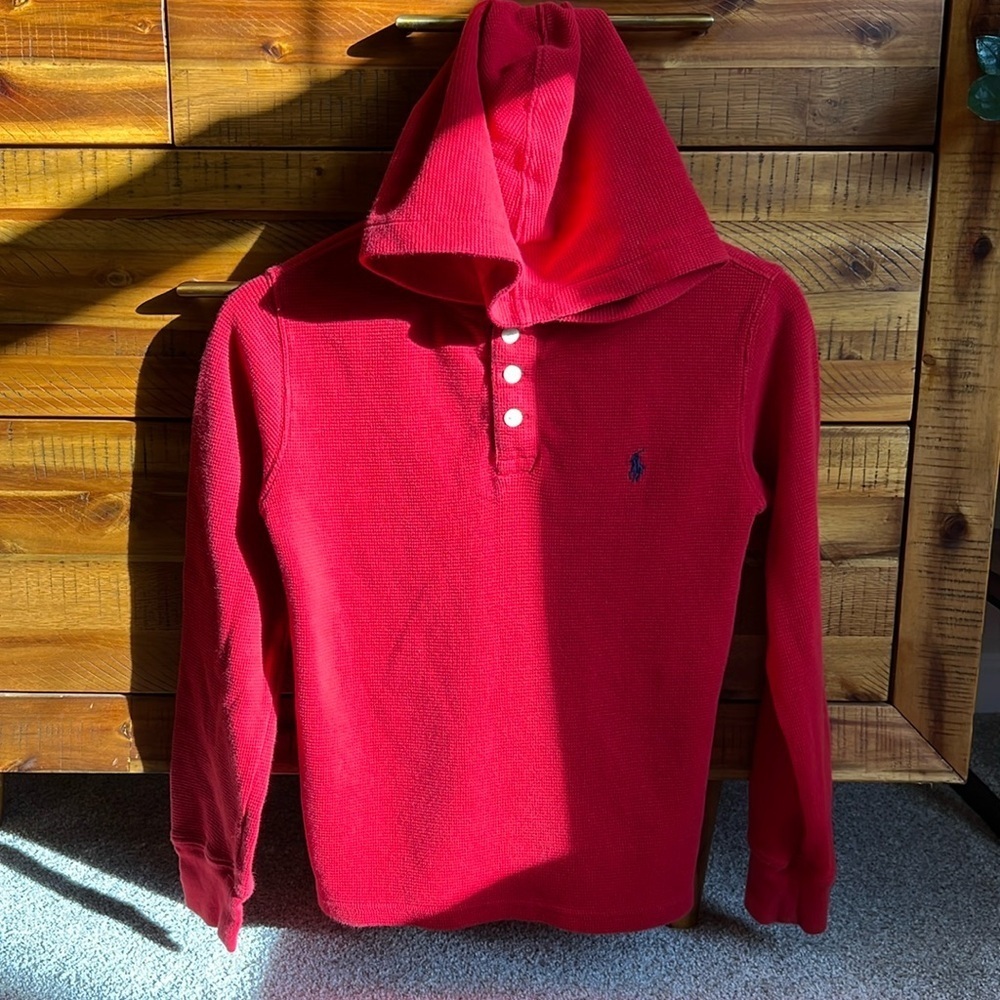 POLO Ralph Lauren Sweater Boys Waffle Thermal Hoodie Sweatshirt